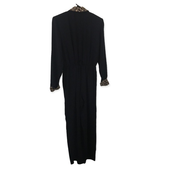 Vintage animal print black long sleeve jumpsuit - Picture 2 of 11